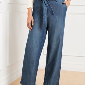 Talbots Denim Tie-Waist Wide-Leg Jeans